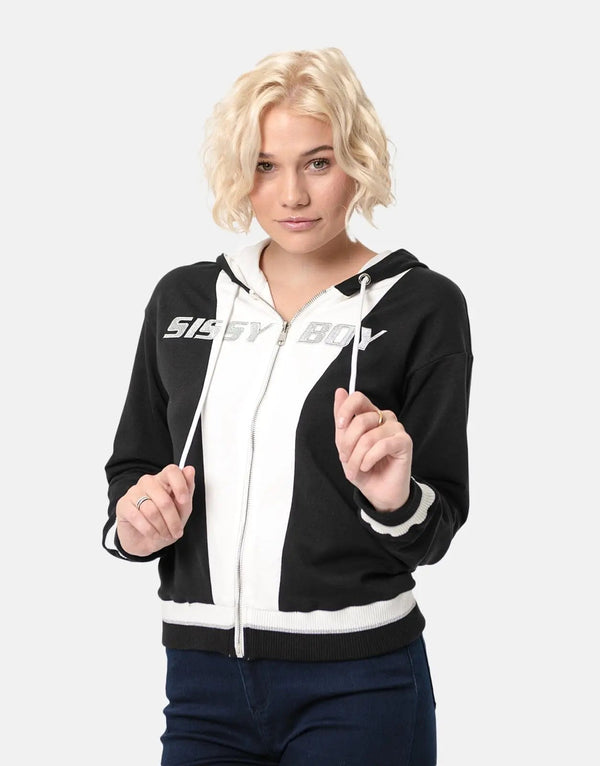 Sissy Boy Women's Chic Contrast Panel Hooded Jacket Warm Winter Coat