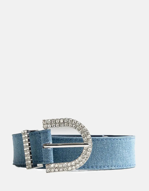 Sissy Boy Women's Blue Denim Diamante Belt – Sparkle & Style Accessory