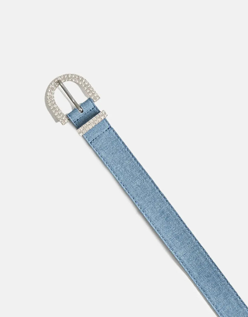 Sissy Boy Women's Blue Denim Diamante Belt – Sparkle & Style Accessory