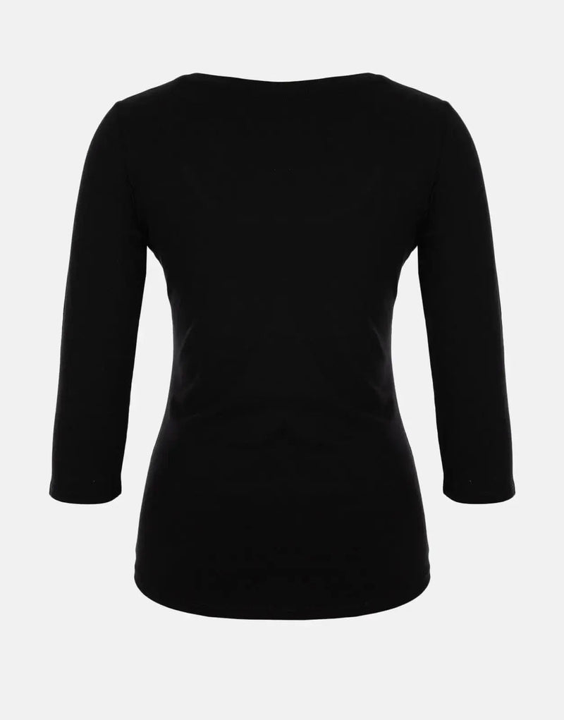 Sissy Boy Women's Dolla Billz Logo Black Cotton Three-Quarter Sleeve T-Shirt