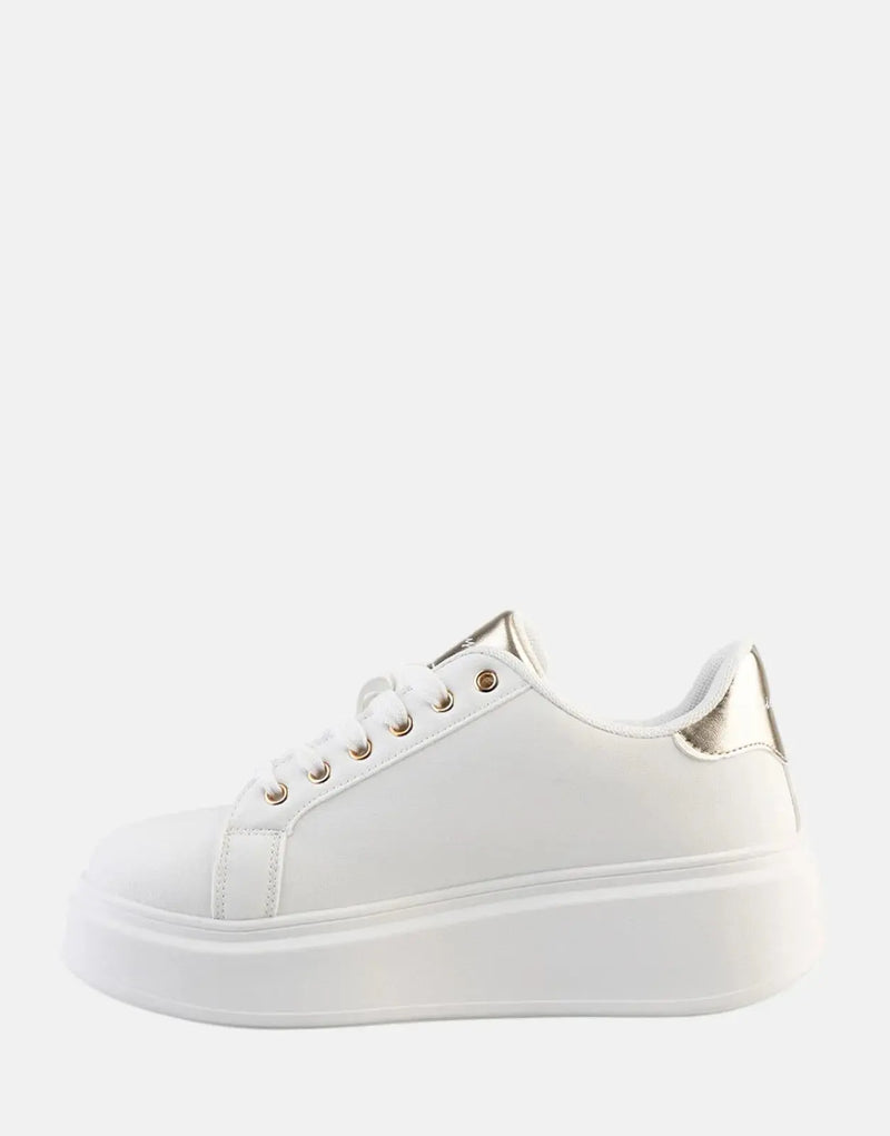Sissy Boy Dazzling Gem Platform White Sneakers – Fashionable Comfort Footwear