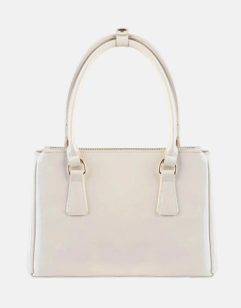Sissy Boy Chic Gold Detail Brown Patent Small Tote Handbag for Women
