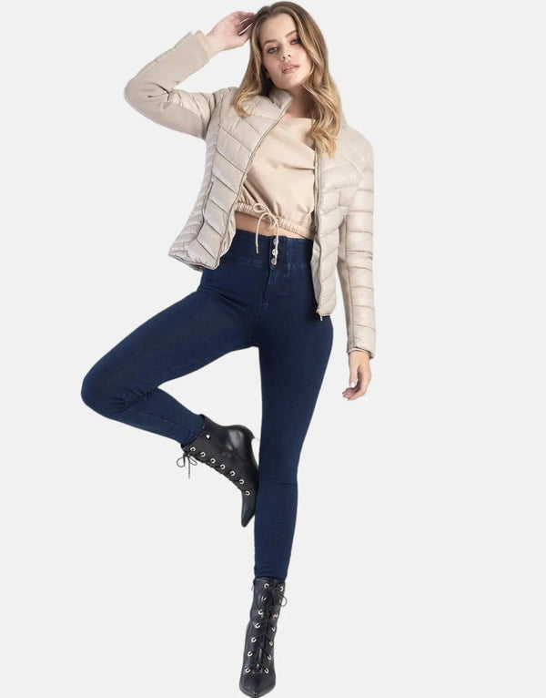 Women's Sissy Boy High-Rise Dark Vintage Denim Jeans with Exposed Button Fly