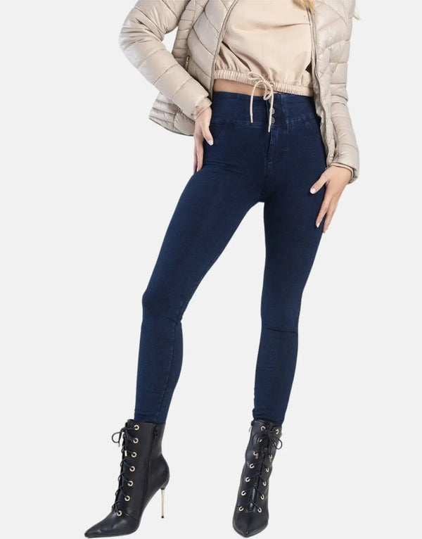 Women's Sissy Boy High-Rise Dark Vintage Denim Jeans with Exposed Button Fly