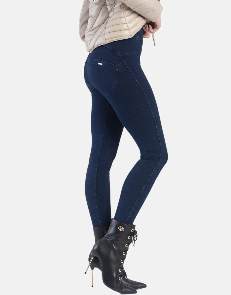 Women's Sissy Boy High-Rise Dark Vintage Denim Jeans with Exposed Button Fly