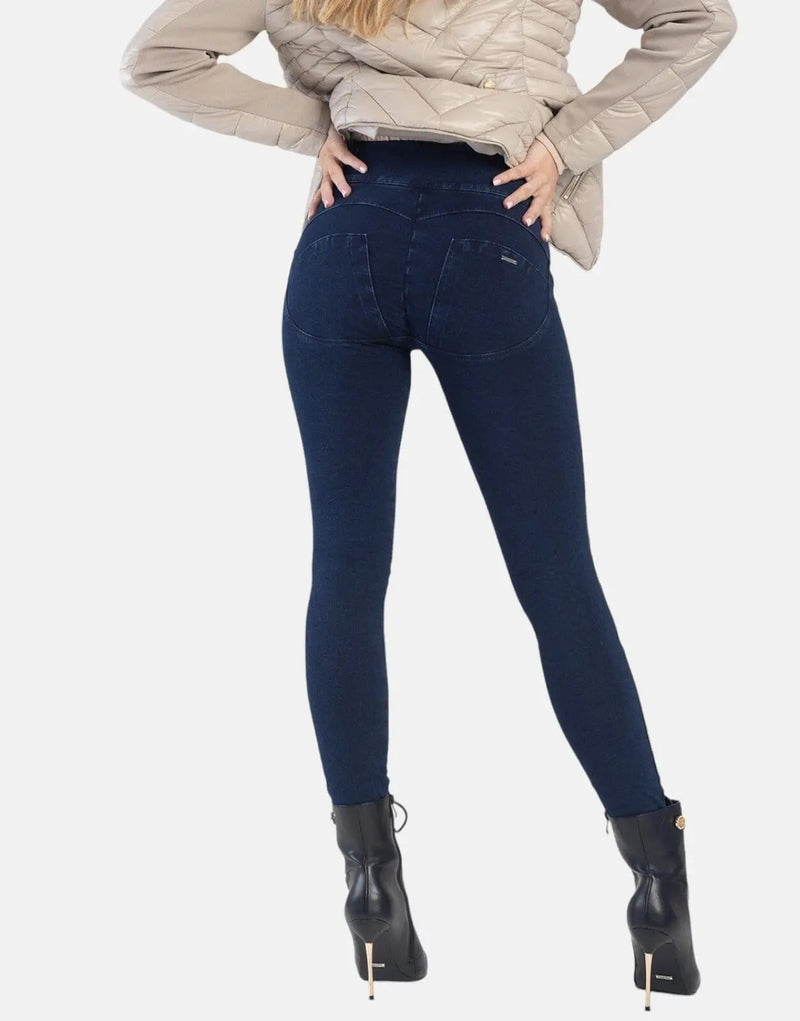 Women's Sissy Boy High-Rise Dark Vintage Denim Jeans with Exposed Button Fly