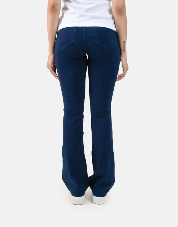 Sissy Boy Women's High Waist Bootleg Knit Denim Jeans Indigo Blue