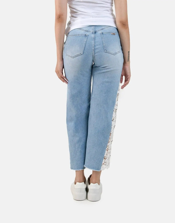 Sissy Boy High Waist Crochet Inset Wide Leg Vintage Jeans