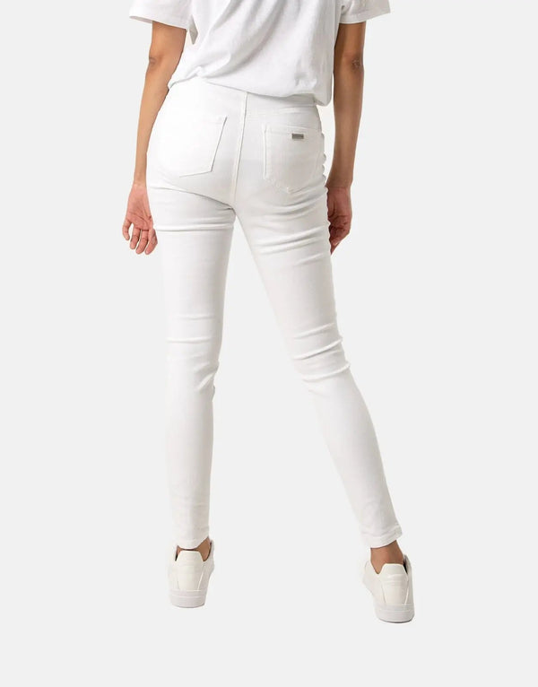 Sissy Boy Women's High-Waist White Curvy Rip Repair Denim Jeans