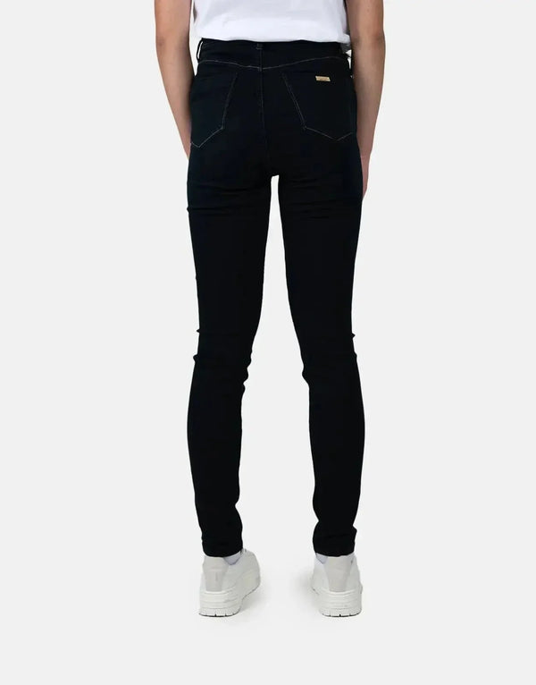 Sissy Boy Women's High Waist Skinny Jeans with Stylish Exposed Buttons