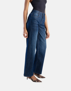 Sissy Boy Women's High-Waist Wide Leg Dark Vintage Denim Jeans