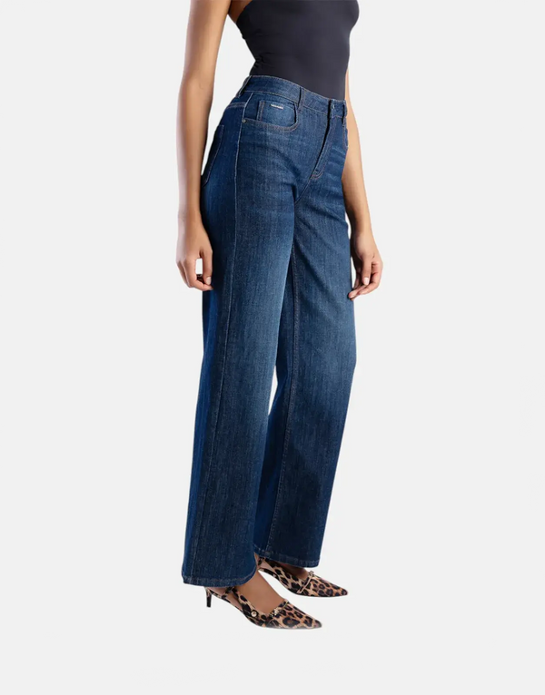 Sissy Boy Women's High-Waist Wide Leg Dark Vintage Denim Jeans