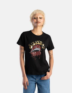 Chic Sissy Boy Women's Multi-Technique Logo Tee - Stylish Black Cotton Top