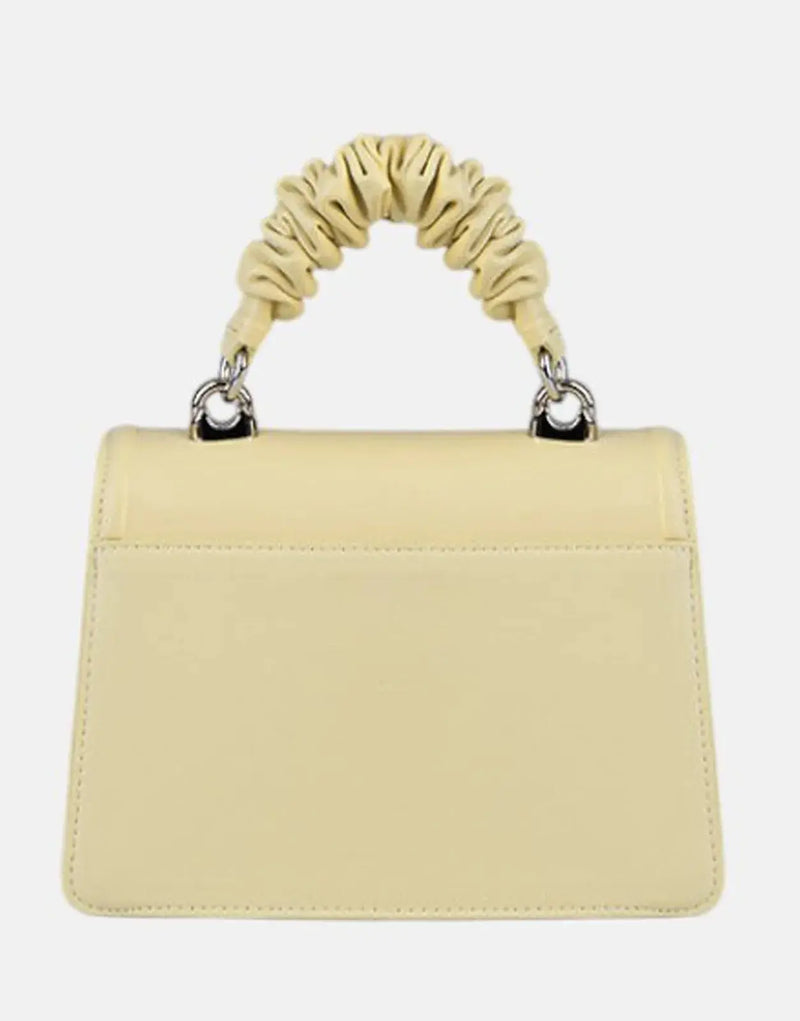 Charming Sissy Boy Pastel Yellow Handbag with Playful Pom Pom Strap