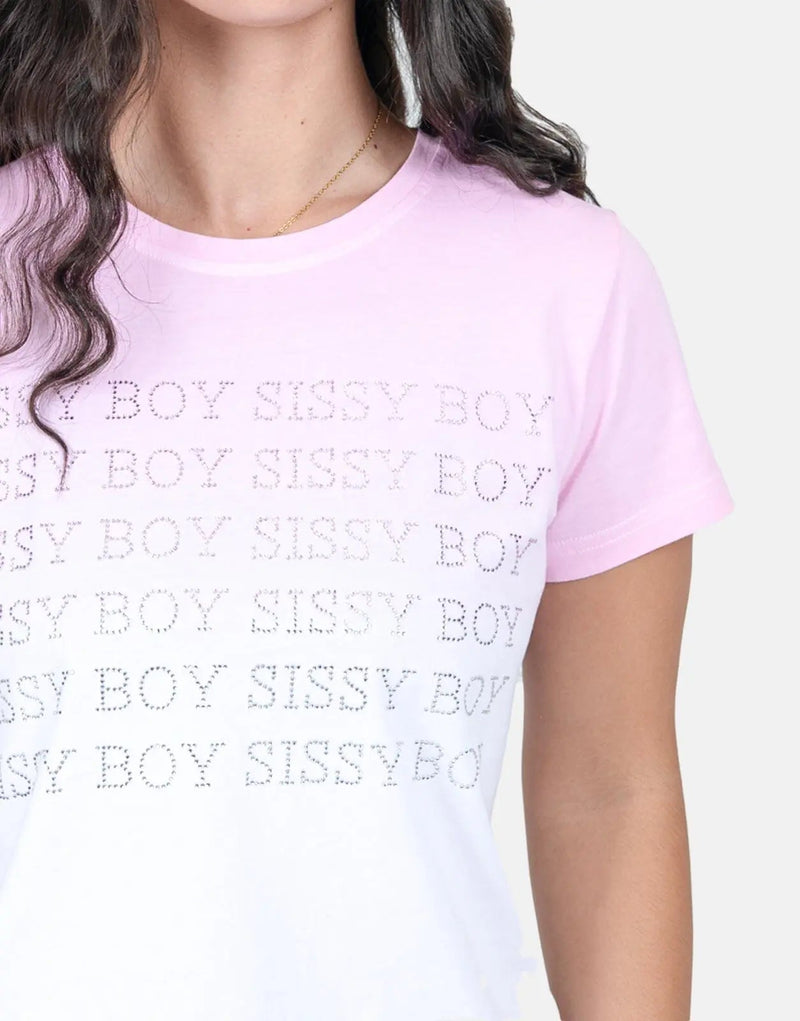 Vibrant Pink White Tie-Dye Bling T-Shirt for Women, Regular Fit, Sparkle Accents