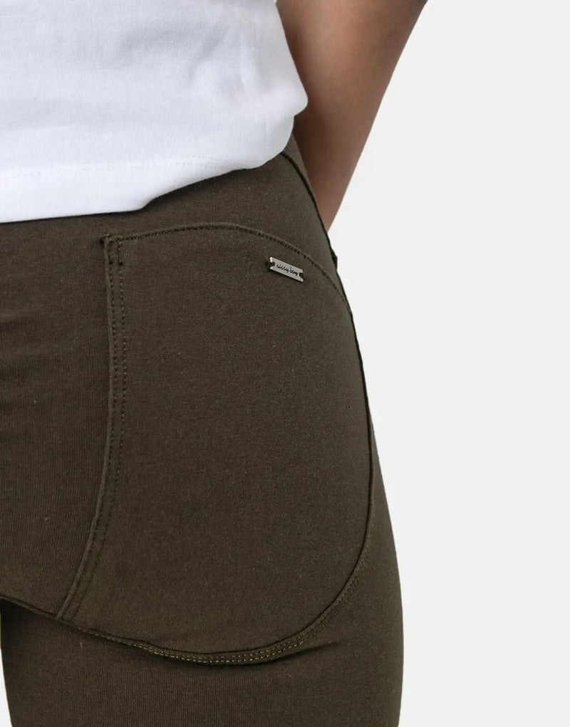 Sissy Boy Women's Sculpt Knit Khaki Jegging: Mid-Rise, Elastic Waist, Stretch Comfort