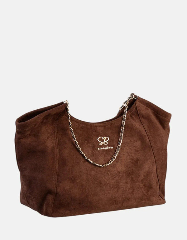 Sissy Boy Versatile Unstructured Huge Chocolate Shopper Bag for Daily Essentials