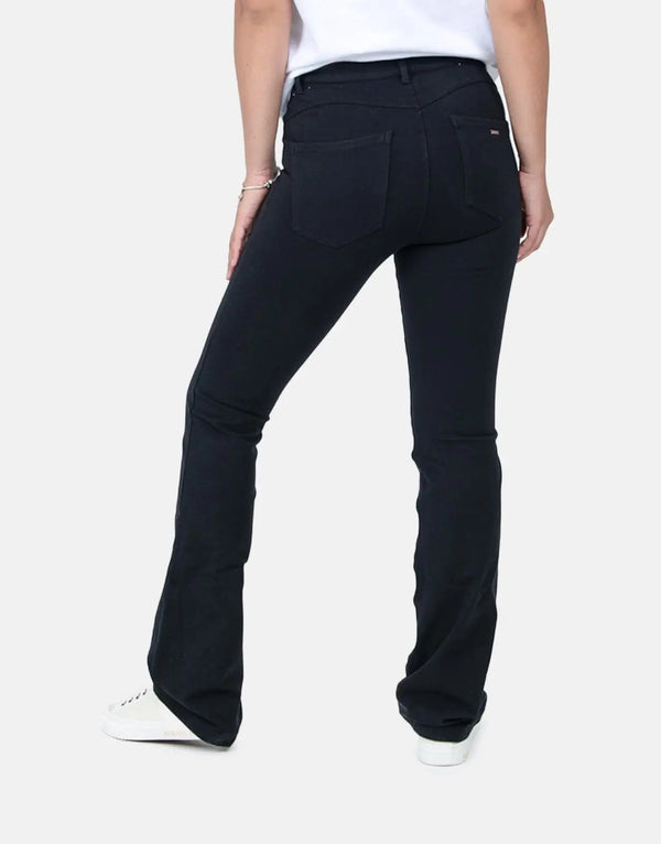 Sissy Boy Chic Zip Knit High-Waisted Black Denim Bootleg Jeans