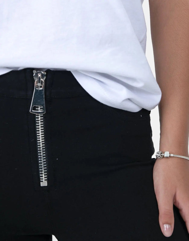 Sissy Boy Chic Zip Knit High-Waisted Black Denim Bootleg Jeans