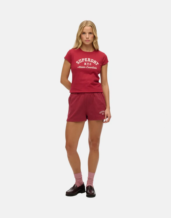 Superdry Women's Athletic Essential Slub Bordeaux Red Organic Cotton Tee