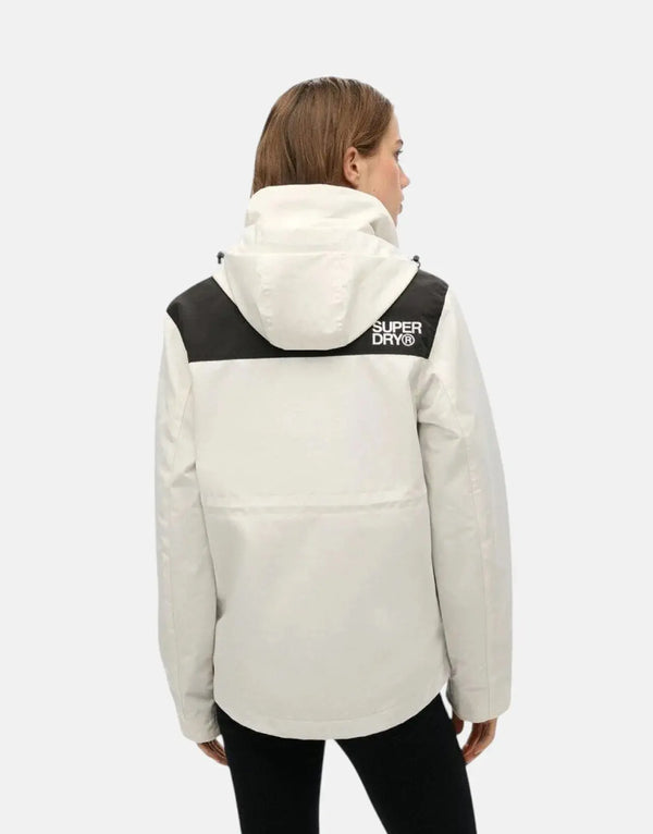Superdry Stylish White Black Colour Block Lightweight Windbreaker Jacket for Women