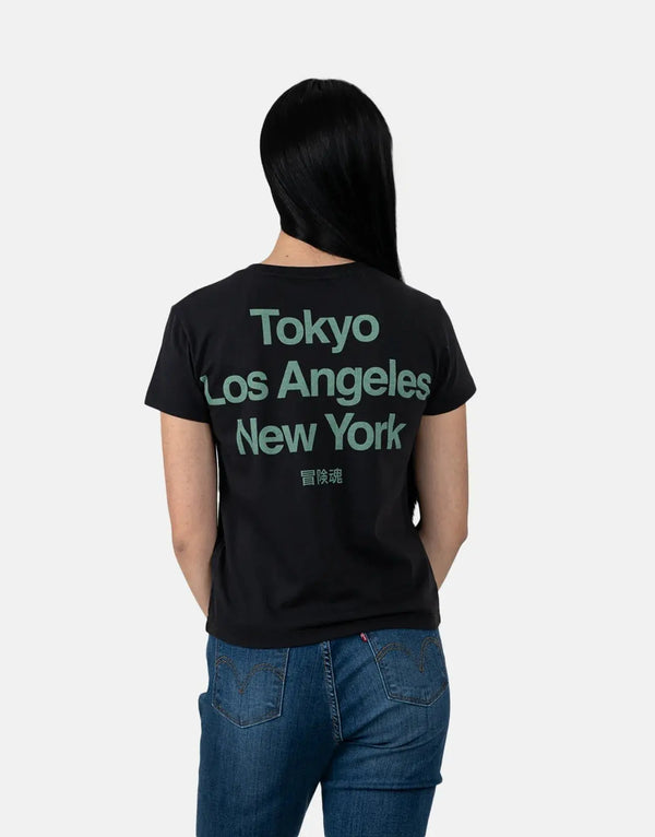 Superdry Women's Core Logo City Fitted Black Tee - Stylish Urban Comfort