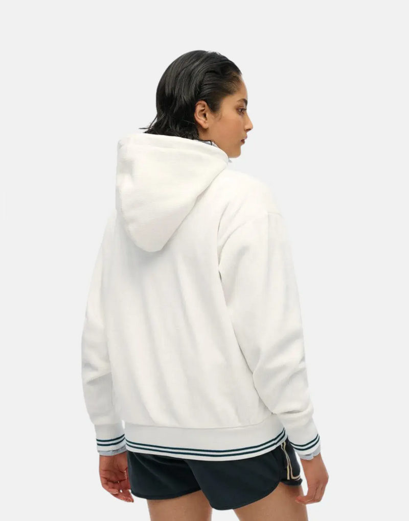 Luxurious Superdry Country Club Velour Zip Hoodie - Soft, Stylish, Off-White Comfort