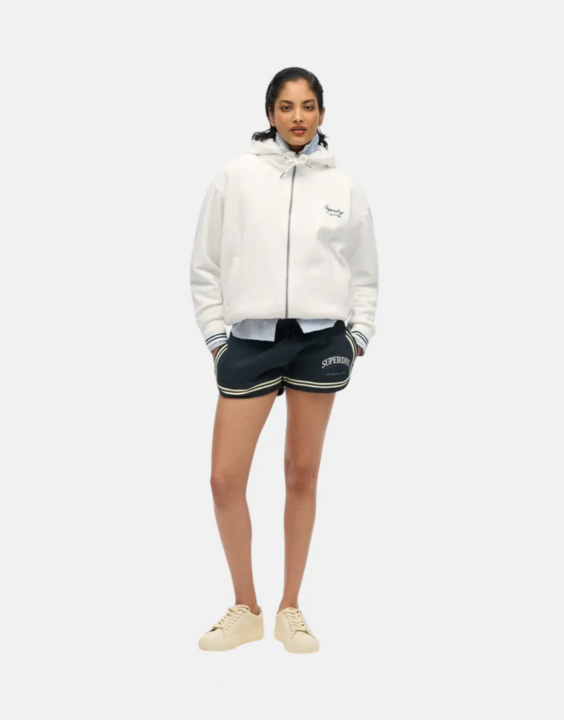 Luxurious Superdry Country Club Velour Zip Hoodie - Soft, Stylish, Off-White Comfort