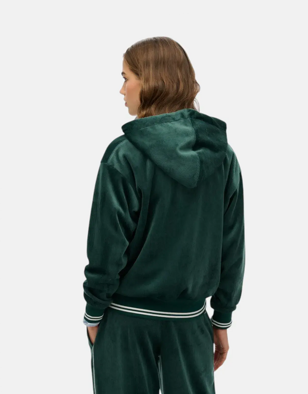 Superdry Women's Velour Zip Hoodie: Cozy Cropped Fit, Adjustable Hooded Sweatshirt