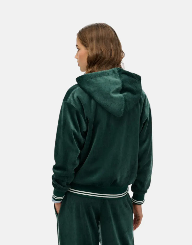Superdry Women's Velour Zip Hoodie: Cozy Cropped Fit, Adjustable Hooded Sweatshirt