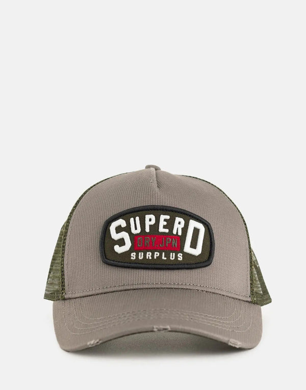 Superdry Dirt Road Corduroy Cap: Flexible Dark Pebble Grey Casual Style