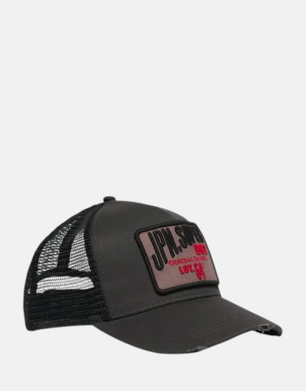 Superdry Vintage Black Corduroy Trucker Cap with Mesh Back and Snap Closure