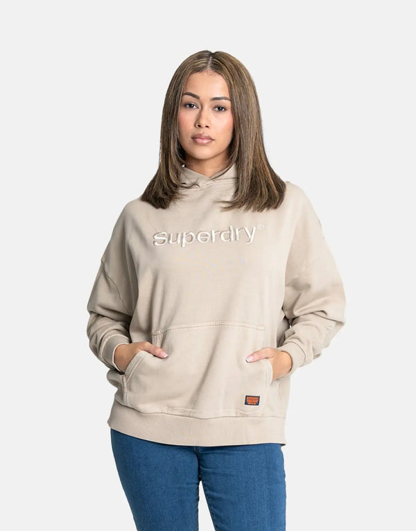 Superdry EMB Core Logo Relaxed Hoody: Feather Grey Style, Ultimate Comfort Fit