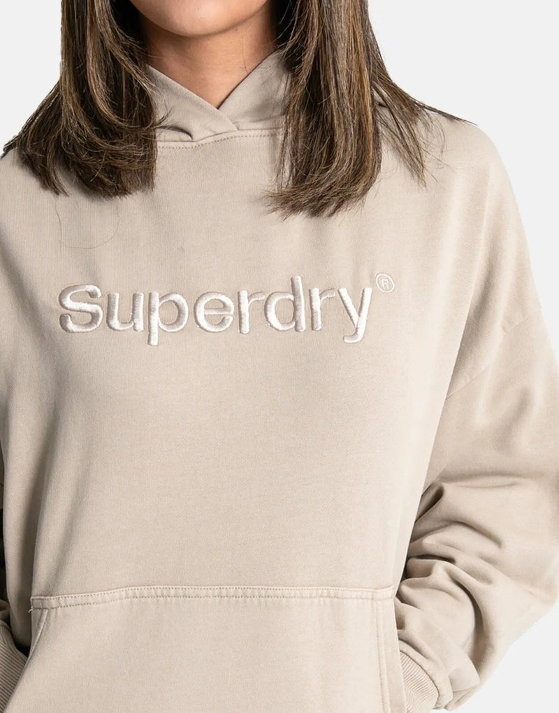 Superdry EMB Core Logo Relaxed Hoody: Feather Grey Style, Ultimate Comfort Fit