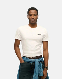 Superdry Men's Essential White Organic Cotton Crew Neck T-Shirt Slim Fit