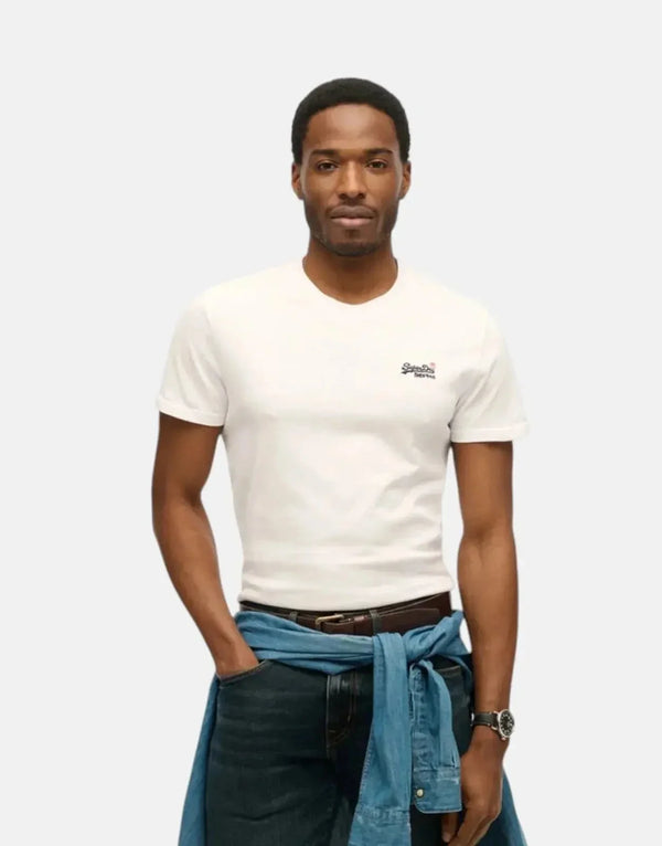 Superdry Men's Essential White Organic Cotton Crew Neck T-Shirt Slim Fit