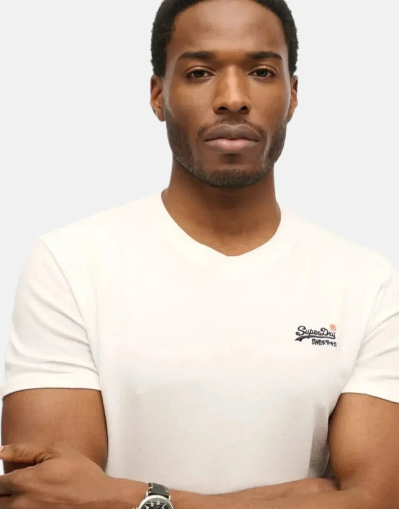 Superdry Men's Essential White Organic Cotton Crew Neck T-Shirt Slim Fit