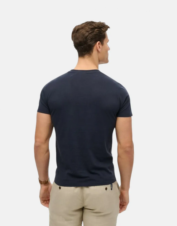 Superdry Essential Contrast Navy Embroidered T-Shirt for Men - Organic Cotton