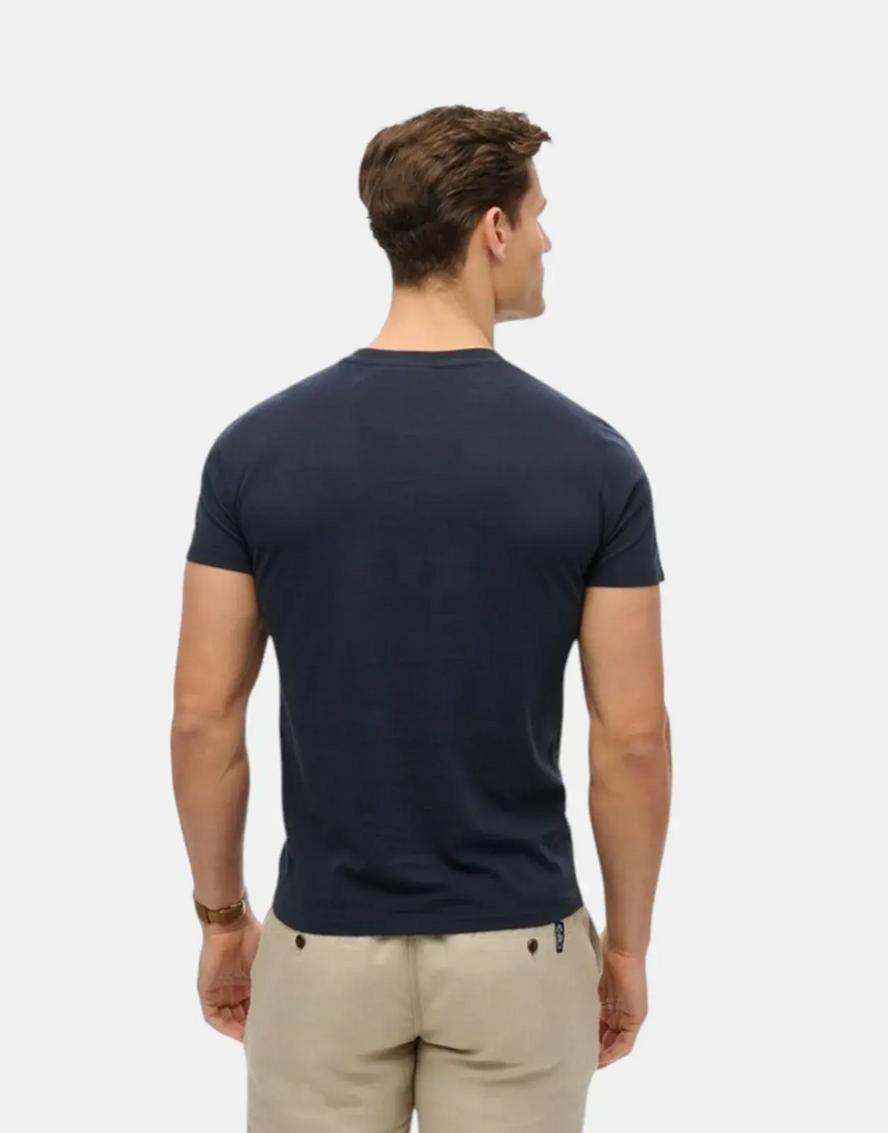 Superdry Essential Contrast Navy Embroidered T-Shirt for Men - Organic Cotton