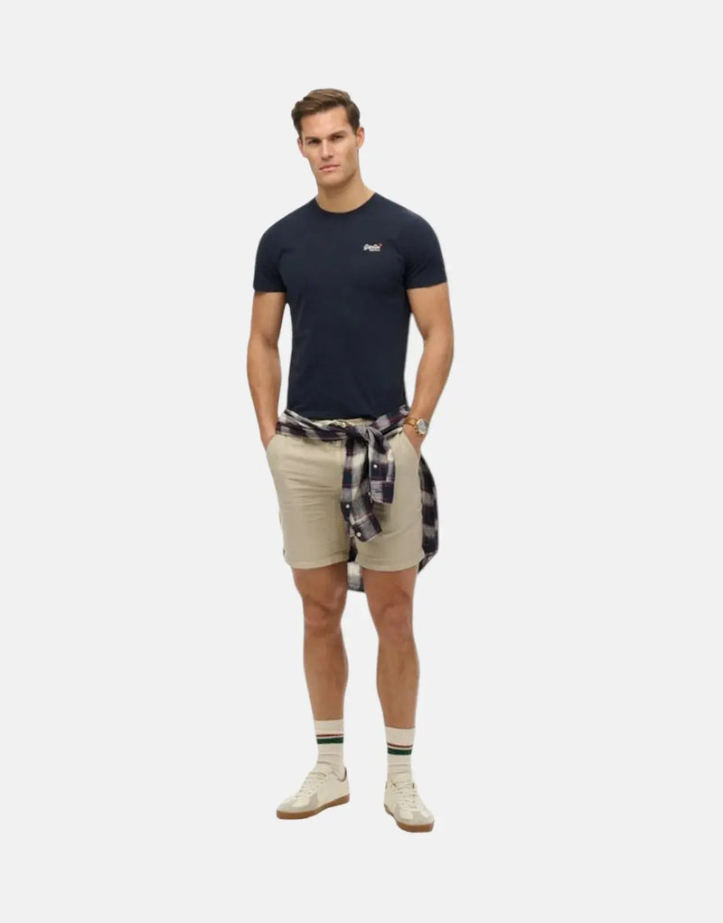 Superdry Essential Contrast Navy Embroidered T-Shirt for Men - Organic Cotton