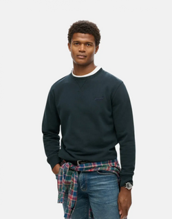 Superdry Essential Logo Crew Neck Eclipse Navy Sweatshirt – Cozy, Stylish, Loose Fit