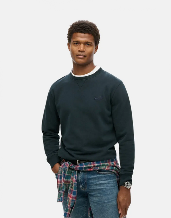Superdry Essential Logo Crew Neck Eclipse Navy Sweatshirt – Cozy, Stylish, Loose Fit