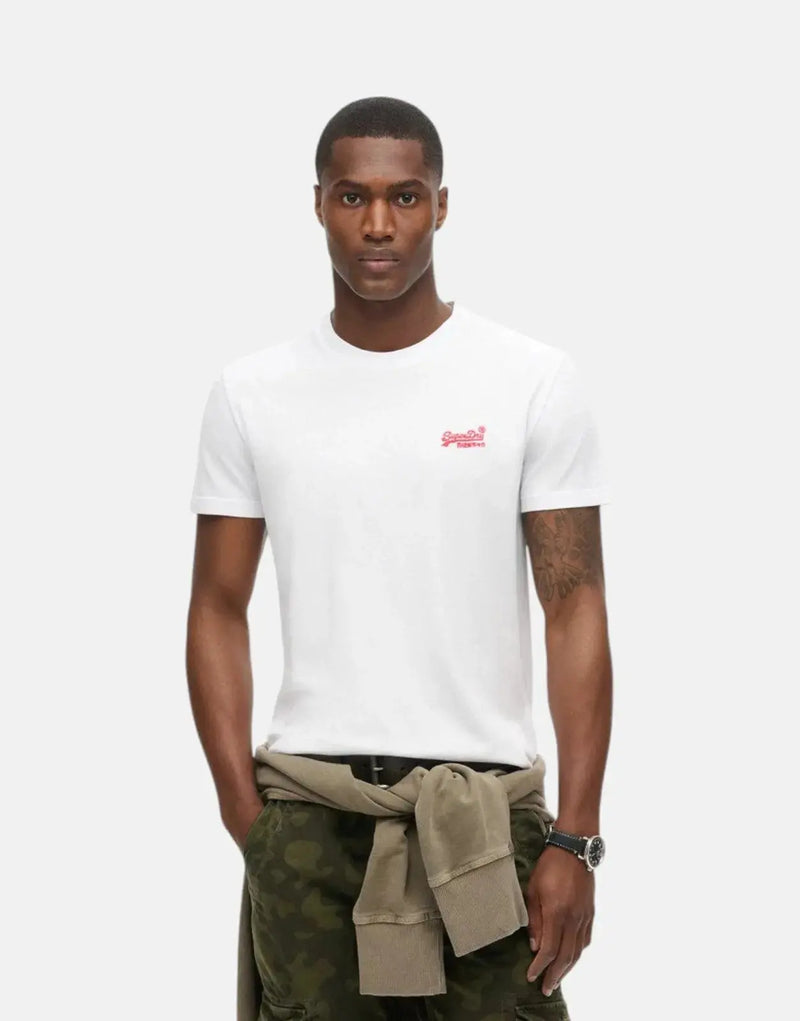 Superdry Essential Logo White T-Shirt - Soft Organic Cotton Slim Fit