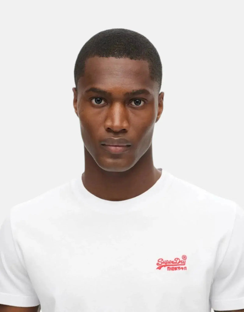 Superdry Essential Logo White T-Shirt - Soft Organic Cotton Slim Fit