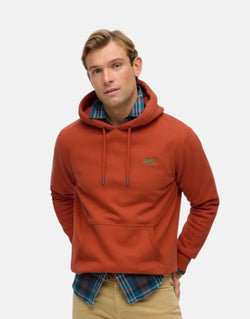 Superdry Essential Logo Enamel Autumn Glaze Orange Hoodie: Cozy Loose Fit Pullover