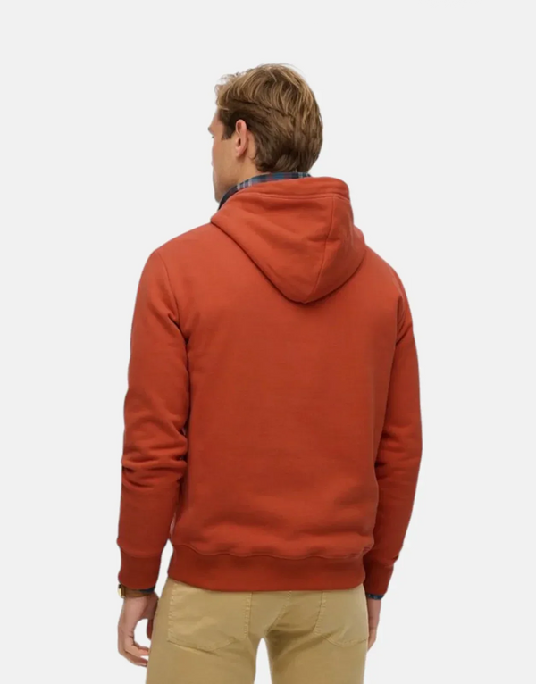Superdry Essential Logo Enamel Autumn Glaze Orange Hoodie: Cozy Loose Fit Pullover