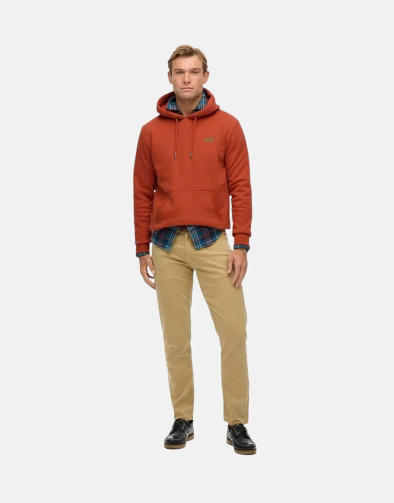 Superdry Essential Logo Enamel Autumn Glaze Orange Hoodie: Cozy Loose Fit Pullover