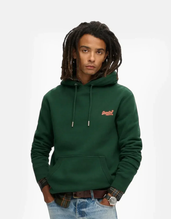 Superdry Essential Logo Green Hoodie: Comfortable Embroidered Design for Everyday Style