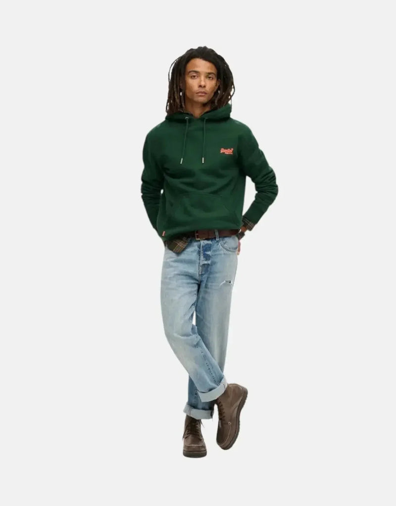 Superdry Essential Logo Green Hoodie: Comfortable Embroidered Design for Everyday Style