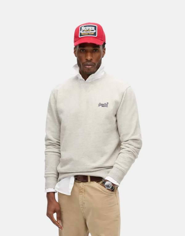 Superdry Essential Logo Glacier Grey Marl Crew Neck Sweatshirt for Men